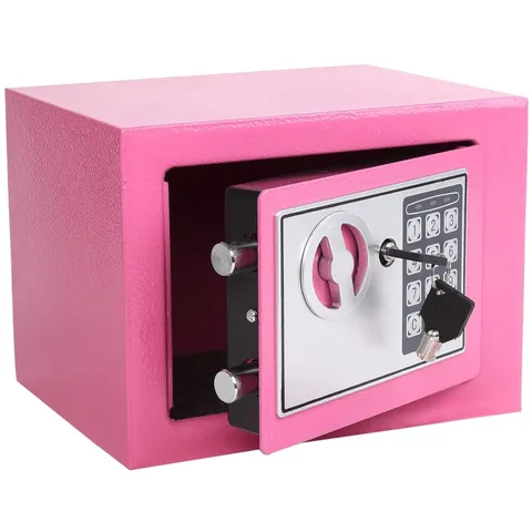 Compact Electronic Security Safe, Pink | 6.7" x 6.7" x 9.1"