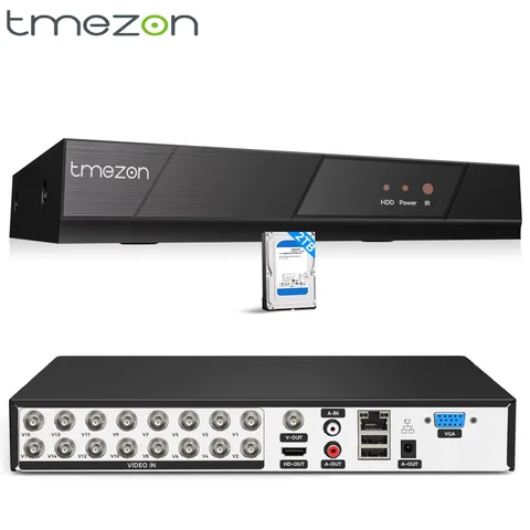 TMEZON 16CH/ 8CH HD 5IN1 5MP DVR Lite Video Recorder for CCTV Camera Kit 2TB