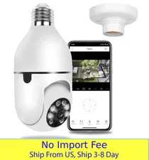 E27 WiFi Bulb Camera 1080P Security Light Bulb CCTV 360° Night Vision Smart