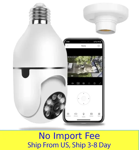E27 WiFi Bulb Camera 1080P Security Light Bulb CCTV 360° Night Vision Smart