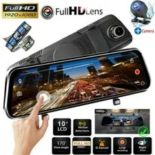 10" HD 1080P Dual Lens Car DVR Dash Cam Video Camera Recorder Rearview Mirror