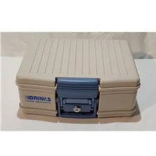 Brinks Home Security Portable Small Fire Safe Key Lock Beige/Blue 