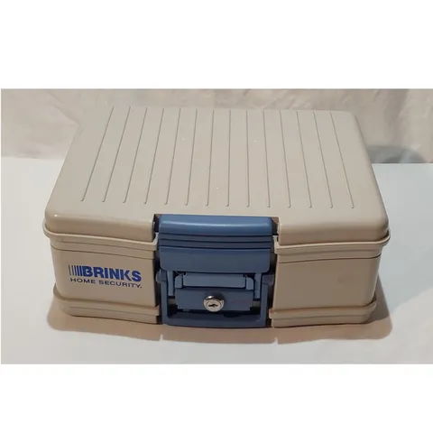 Brinks Home Security Portable Small Fire Safe Key Lock Beige/Blue 