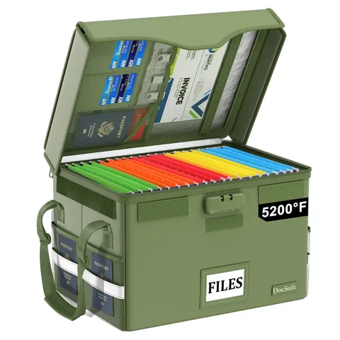 Fireproof Document Box with Lock - Heat Insulated File Organizer, Portable Stora