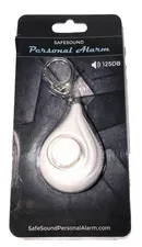 New Safesound Personal Alarm 125DB Safety Ear Piercing White Keychain