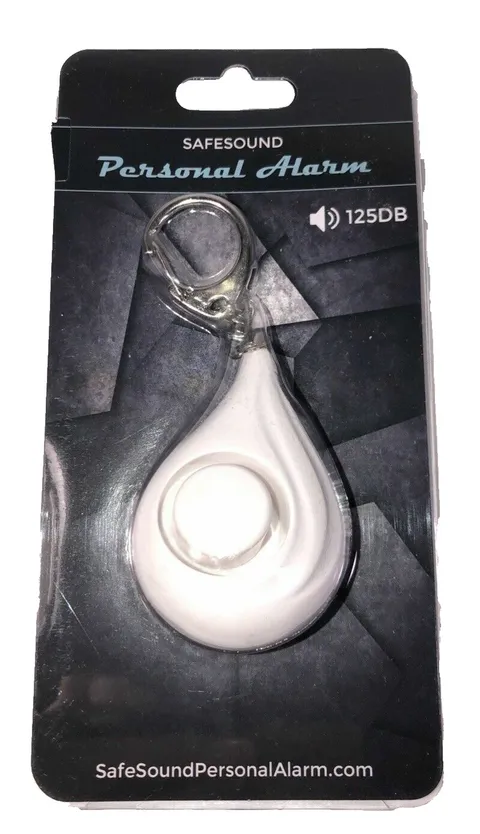 New Safesound Personal Alarm 125DB Safety Ear Piercing White Keychain