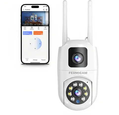 2MP PTZ Security Camera Outdoor,360° Home Surveillance Camera with Dual-Lens、Pho