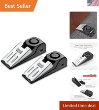 Door Stop Alarm with 120DB Siren Door Stop for Home & Travel Black Pack of 2