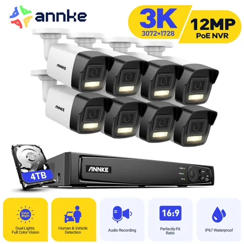 ANNKE 8CH 12MP NVR 5MP AI Color Night POE Audio Recording Security Camera System