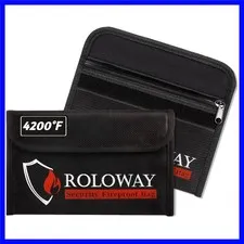 Durable 5x8 Inch Fireproof Bag - Black Water-Resistant Money Holders 2-Pack