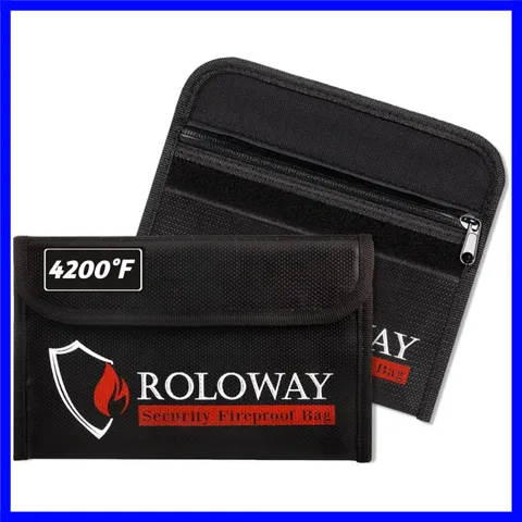 Durable 5x8 Inch Fireproof Bag - Black Water-Resistant Money Holders 2-Pack