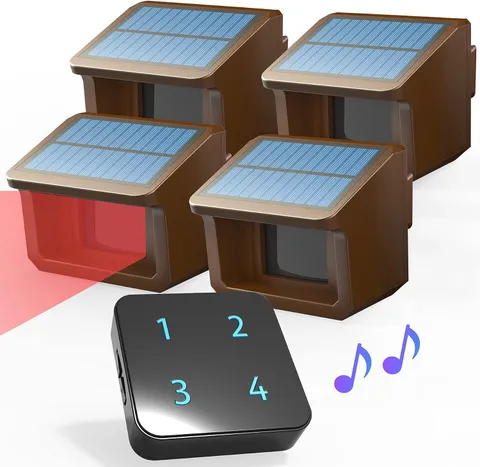 Solar Driveway Alarm System-3 Adjustable Sensitivities-1 Receiver+4 Sensors