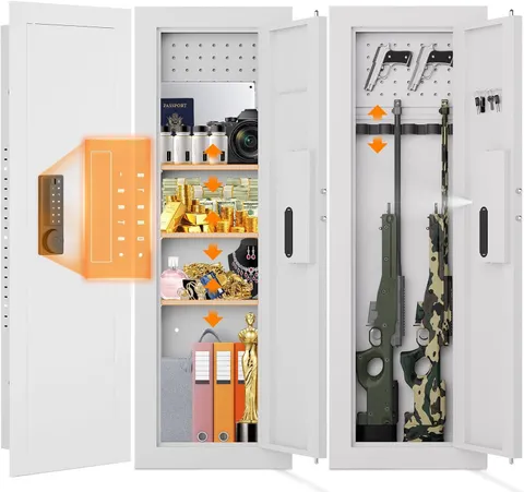 47 Inch In-Wall Safe with Digital Keypad, Pegboard and 3 Shelves