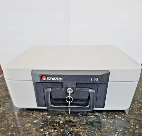 Sentry 1100 Fireproof Safe with Locking Handle & 2 Keys Portable Safe Valuables