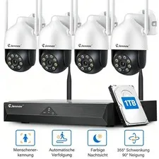 Wireless WiFi Outdoor Pan/Tilt Home Security Camera System 5MP 10CH NVR 1TB HDD