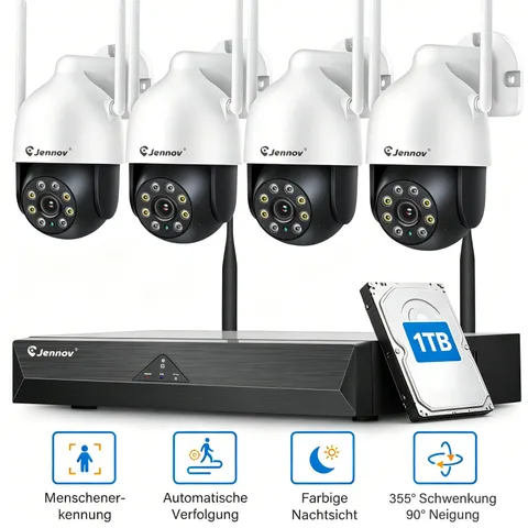 Wireless WiFi Outdoor Pan/Tilt Home Security Camera System 5MP 10CH NVR 1TB HDD