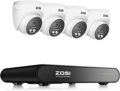 ZOSI C220 8CH 5MP NVR with 4 x 4MP Audio PoE Security Camera System, NO HDD | Tw