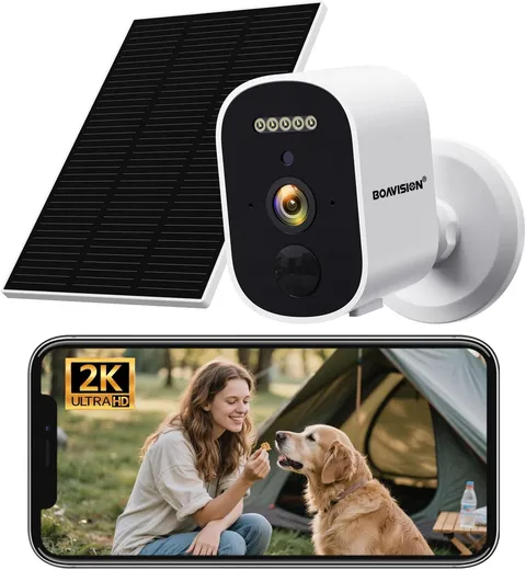 Solar Security Cameras Wireless Outdoor for Home Security, 2K Color Night Vision