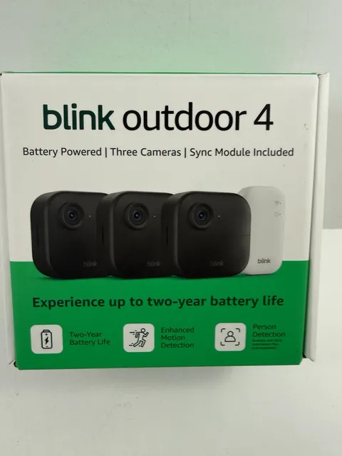 Blink Outdoor 4, (4th Gen 2025) Wireless 3 Camera Security System + Sync Module