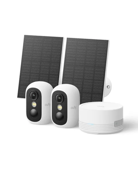 eufy Security eufyCam C35 2-Cam Kit with Solar Panel, Kit, White