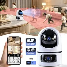 5G WIFI Dual Lens  6MP 2K Seurity Camera Home Night Vision PTZ Audio SmartCam