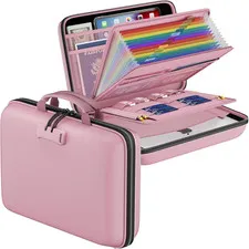 Fireproof File Organizer w/ Lock,Hard-Shell Case Fireproof Document Box-13Pocket