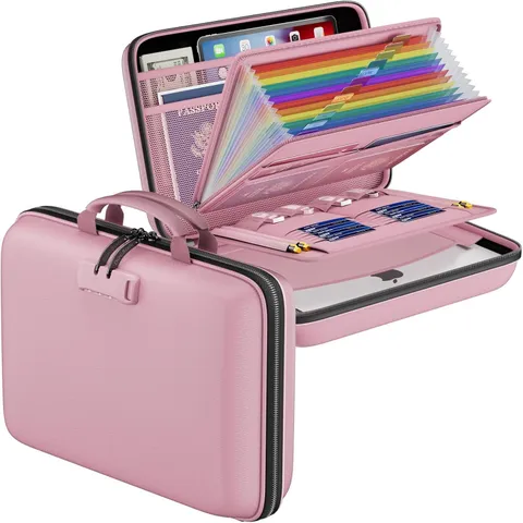 Fireproof File Organizer w/ Lock,Hard-Shell Case Fireproof Document Box-13Pocket