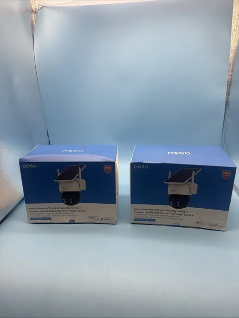 Lot Of 2 AOSU Solar Security Camera Outdoor Wireless 2K 360° C9C2CA11 New