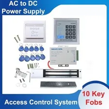 RFID Door Access Control System Kit With Magnetic Lock+10 Key Fobs+EXIT Button