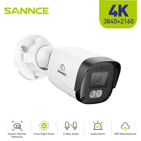SANNCE 8MP PoE Security IP Camera Outdoor Two Way Audio Outdoor AI Night Vision
