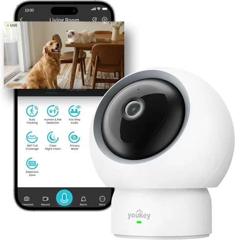 2.5K Indoor Pet Security Camera, Two-Way Audio Chat to Your Pets, AI Pet/Human D