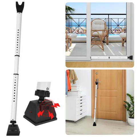 Security Door Stopper with Alarm & Sliding Patio Bar, 120db Loud Alert Adjust...