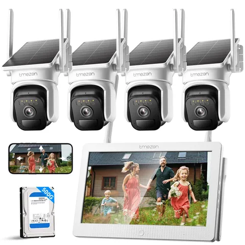 3MP WIFI Solar Battery 5G Color Security Camera System 2-Way Talk Monitor 500G