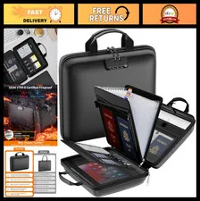 Fireproof Document Organizer Box with Lock, 13 Pocket Accordion File Folder, Sec