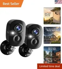 2K Wireless Security Cameras for Indoor/Outdoor Use - 2-Pack with Cloud Storage