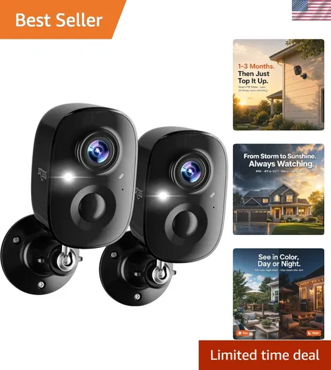 2K Wireless Security Cameras for Indoor/Outdoor Use - 2-Pack with Cloud Storage