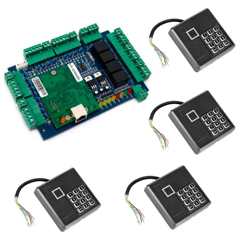Access Control Board 4 Door Gate 125KHz RFID Reader Keypad WG26 Network Panel