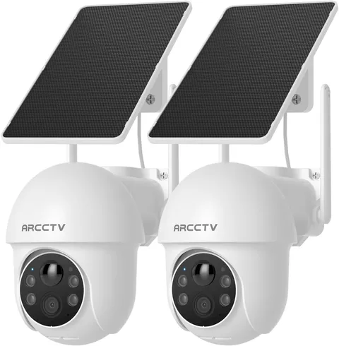 Solar Security Cameras Wireless Outdoor, 2 Pack | 4MP 2.5K HD, 360° View, 2.4G/5