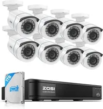 ZOSI 5MP Home Security Camera System 8 Channel 1TB HDD H 265