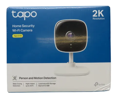 TP-LINK Tapo 2k Indoor Security Wi-Fi Camera, Tapo C110 Night Vision, White