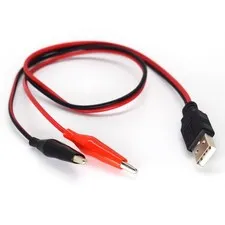1pc 0.5M/50cm USB 2.0 Male To Dual Alligator Clip Test Cable Lead R+B
