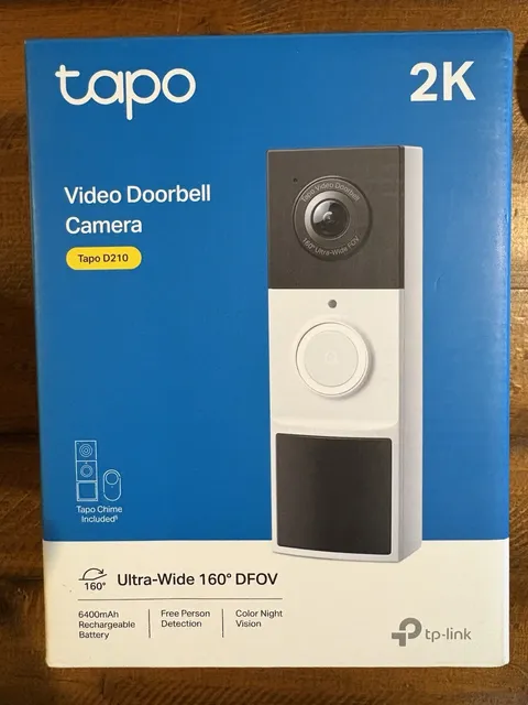 TP-Link Tapo Smart Video Doorbell Camera Wireless with Chime, 2K D210 White