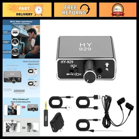 Professional Water Leak Detector - Dual Probes, Noise Reduction, High Sensitivit