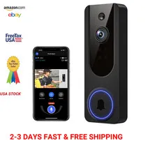 Wireless 1080p Video Doorbell Camera Battery Powered AI Human Detection Night