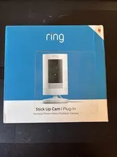 Ring Stick Up Cam Plug-In Smart Security Camera 1080p White Indoor Outdoor New