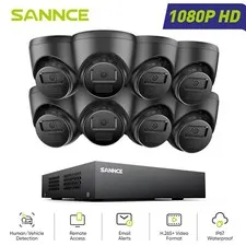 SANNCE 8CH 1080P Lite 5in1 DVR 2MP Video Security Camera System Human Detection