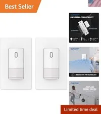 Energy-Efficient 2-Pack PIR Motion Sensor Light Switch for CFL/LED/Incandescent