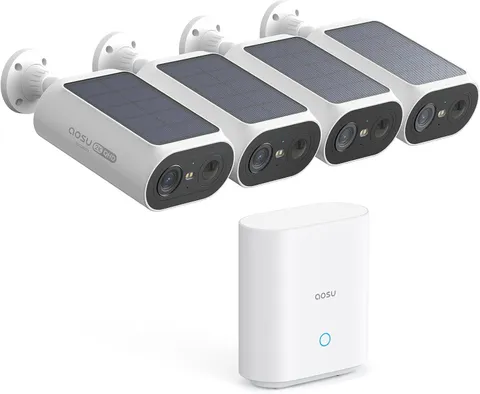2K QHD Solar Security Cameras Wireless Outdoor System, 4-Cam-Kit