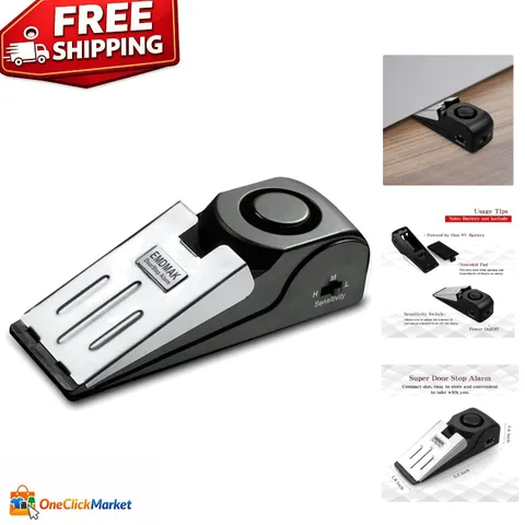 Compact and Lightweight Door Stop Alarm for Home Safety & Travel Convenience