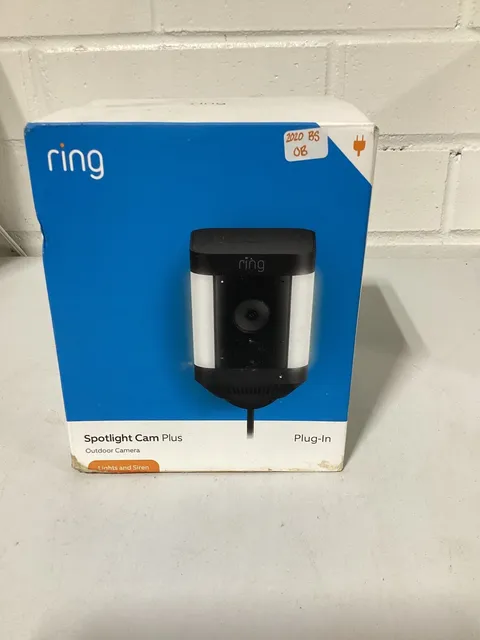 Ring Spotlight Cam Plus Plug-In 1080p Camera Video LED Night Vision Black New